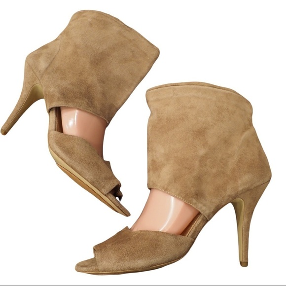Eden Shoes sz 39 US 9 tan suede open toe heeled shooties - Picture 2 of 15